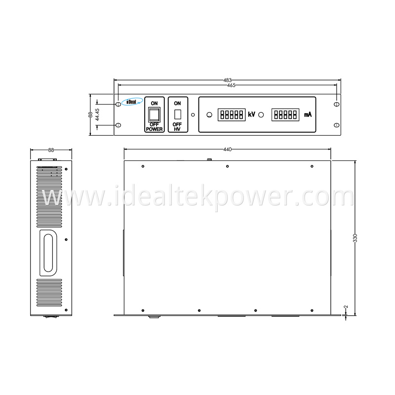 High Voltage Lab Power Supplies 2U Overall Drawing